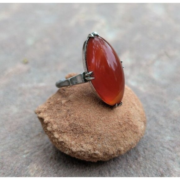 Antique Silver CARNELIAN Ring SZ 5.5 Beautiful Ring Lovely Setting - Picture 2 of 6